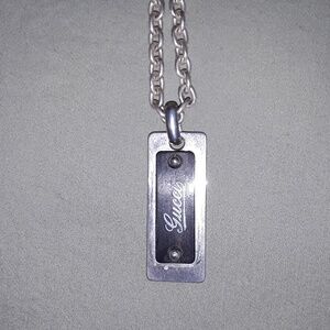 Unisex Gucci sterling silver dog tag necklace